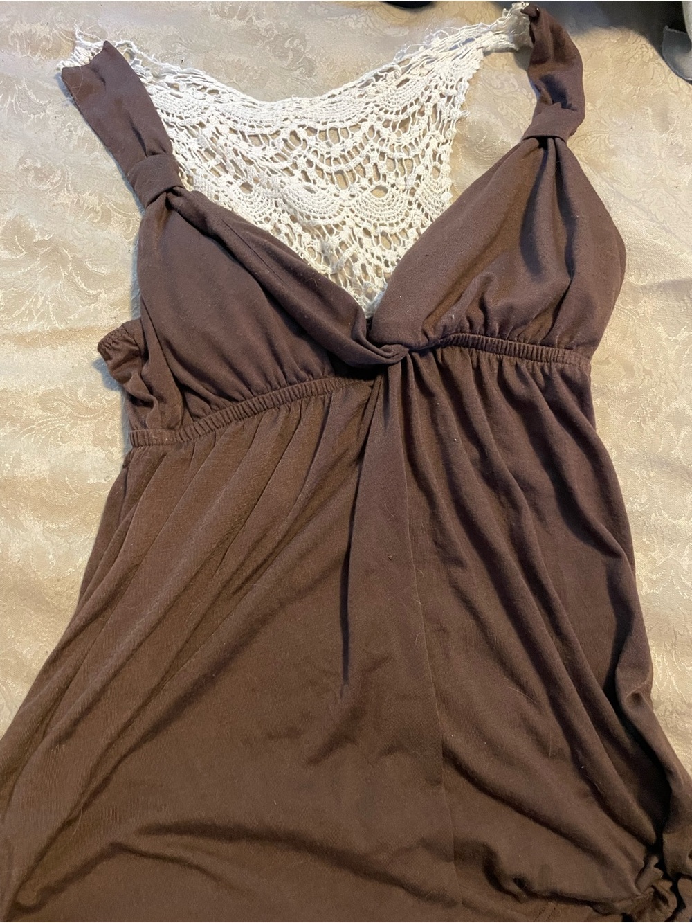 No Boundaries Brown Lace-Back Women's Tank Top size medium (7-9)